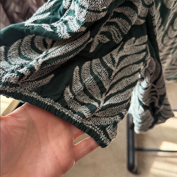 Solitaire Forest Green Leaf-Print Short Sleeve Top - Picture 3 of 5